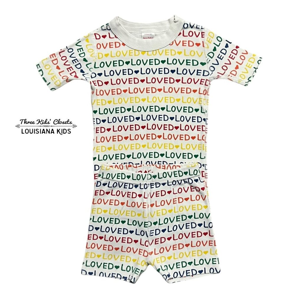 Hanna Andersson Sz 110 (5Y) Rainbow "LOVED" Short Pajamas